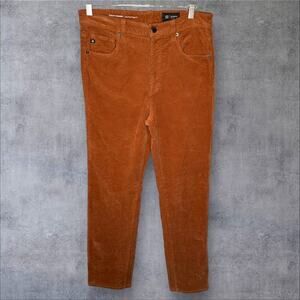 Ag Adriano Goldschmied Women's Straight Leg Corduroy Pants in Rust
